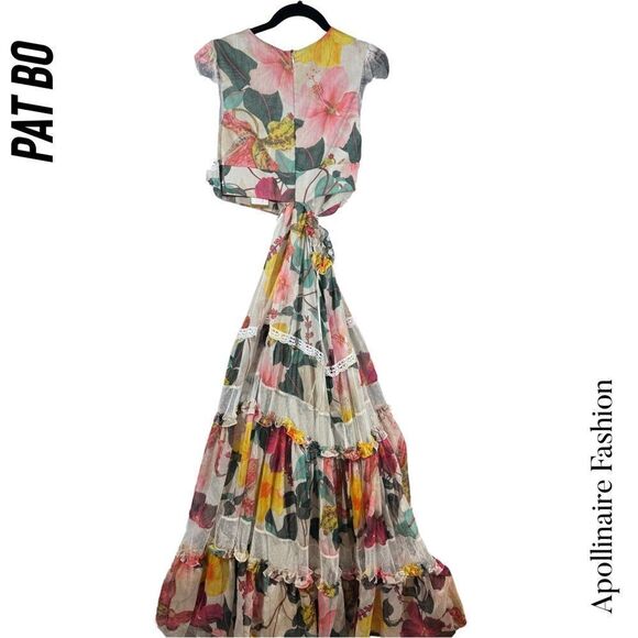 PAT BO HIBISCUS LACE TRIM CUT OUT MAXI DRESS IN VANILLA NWT SIZE 10 RARE - Picture 7 of 11